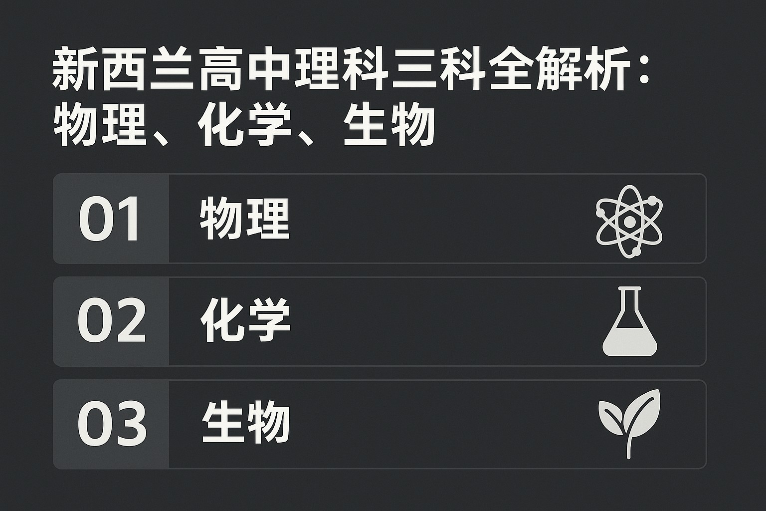 新西兰高中理科三科全解析:物理、化学、生物